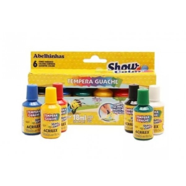 Tinta Guache Acrilex Show Color Pincel 18ml