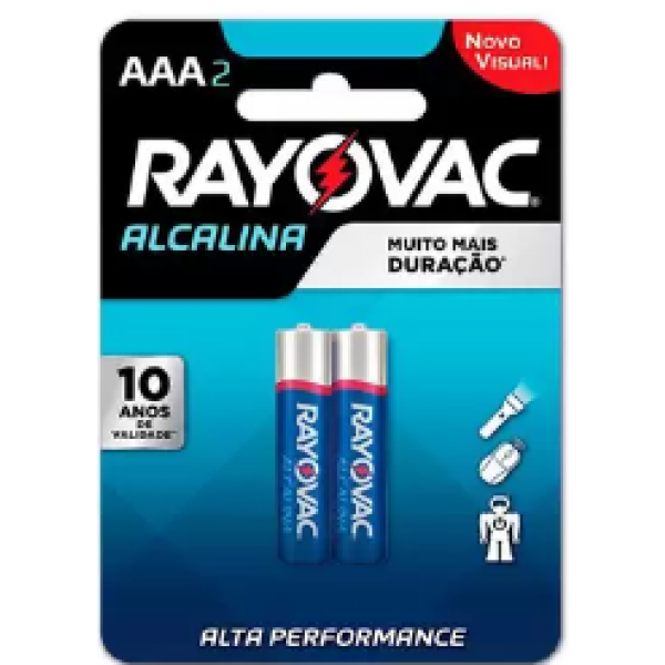 Pilha Rayovac Palito AAA Alcalina c/2