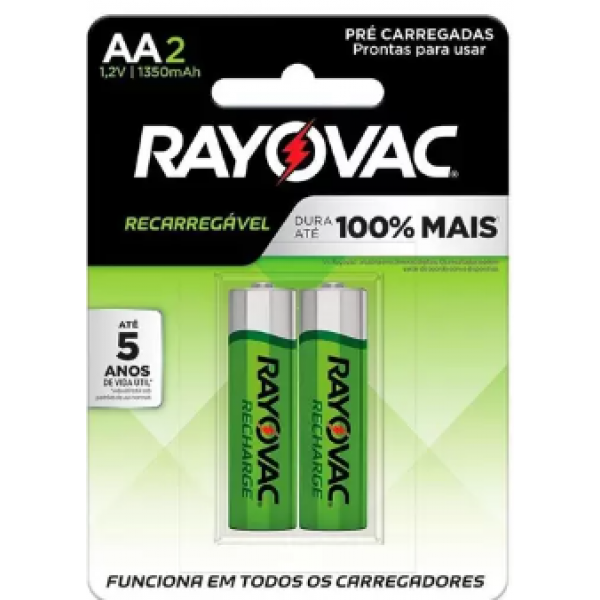 Pilha Recarregavel Rayovac AA Pequena C/2