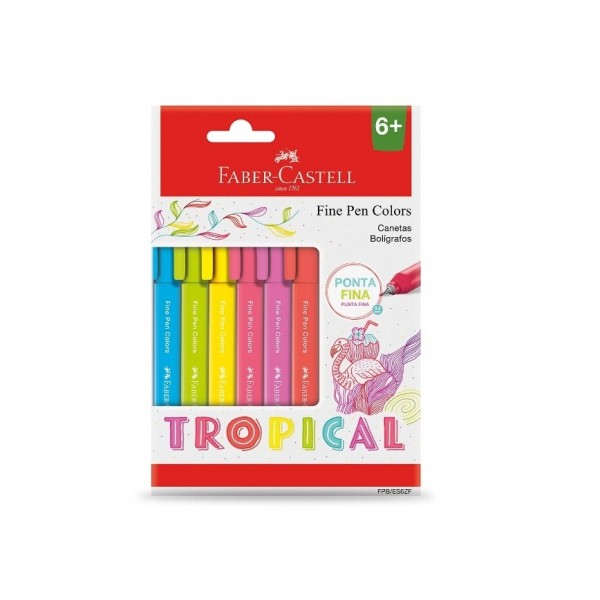 Caneta Boligrafo Super Soft Faber 6un 0.4 Tropical