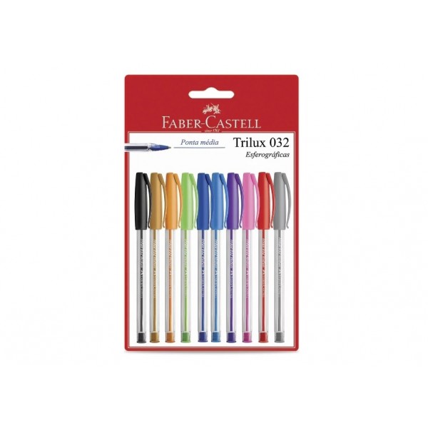 Caneta Esf Faber Trilux Medium c/10