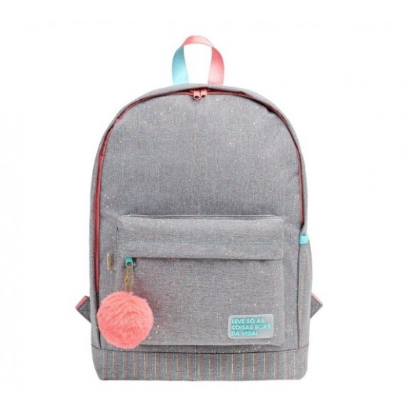 Mochila Tilibra Acad Dots Cinza