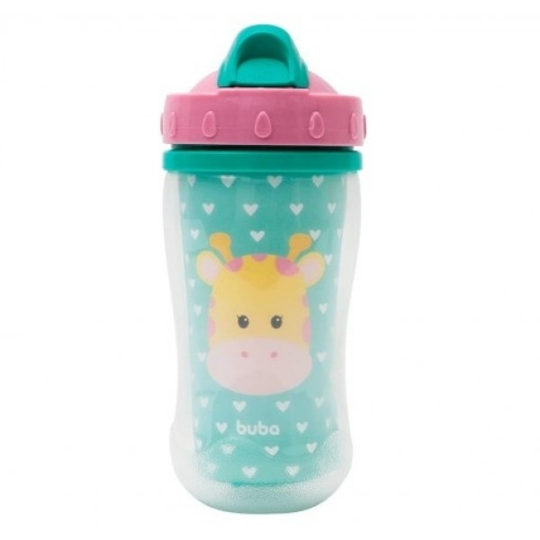 Garrafa Parede Dupla Canudo Animal Fun Girafa Buba