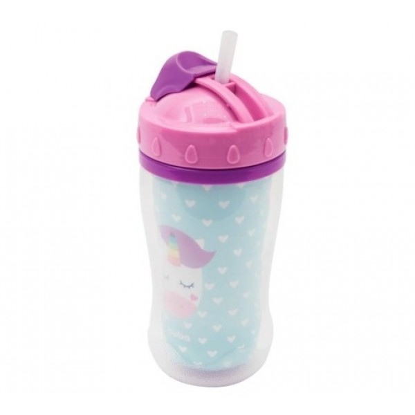 Garrafa Parede Dupla Canudo Animal Fun Unicornio Buba