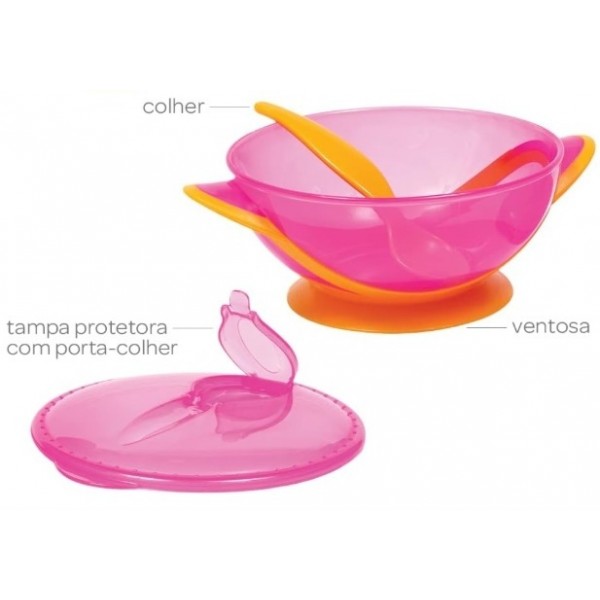 Kit Refeicao C/ Colher Rosa Buba 5803