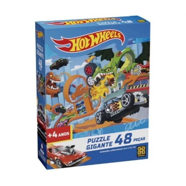 Quebra Cabeca Hot Wheels Puzzle Gigante 48pçs