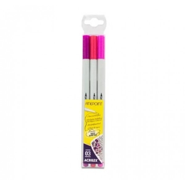 Caneta Fine Point Acrilex c/3