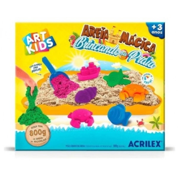 Areia Magica Acrilex Brincando Praia 800g