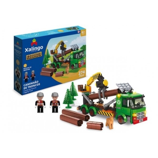 Blocos Xalingo Fazenda Caminhao de Troncos 274pcs