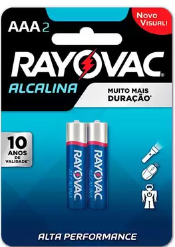 Pilha Rayovac Palito AAA Alcalina c/2
