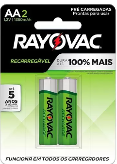 Pilha Recarregavel Rayovac AA Pequena C/2