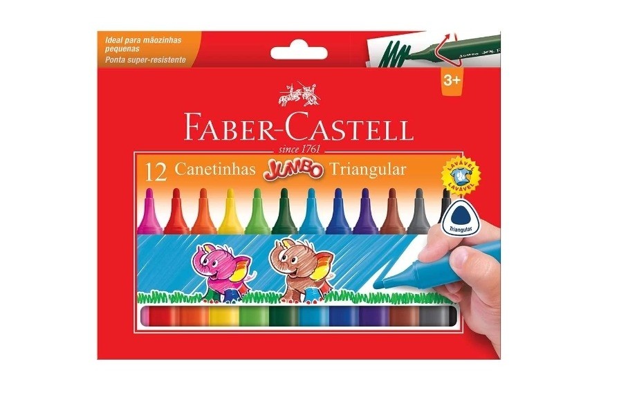 Caneta Hidrog Faber Castell Jumbo Triangular 12