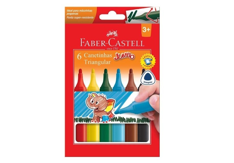 Caneta Hidrog Faber Castell Jumbo Triangular 6