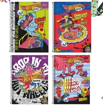 Caderno Tilibra C/D Esp Hot Wheels Skate 80fls