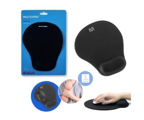 Mouse Pad Multilaser Gel Preto AC024