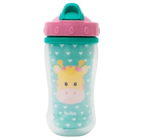 Garrafa Parede Dupla Canudo Animal Fun Girafa Buba