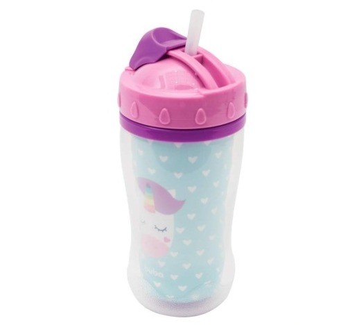 Garrafa Parede Dupla Canudo Animal Fun Unicornio Buba