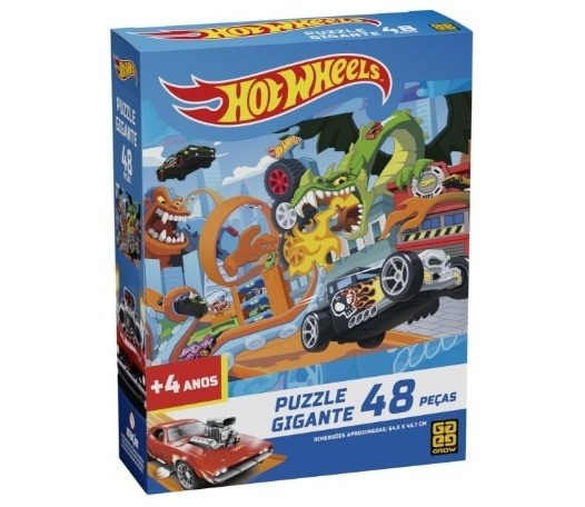 Quebra Cabeca Hot Wheels Puzzle Gigante 48pçs