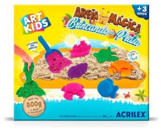 Areia Magica Acrilex Brincando Praia 800g