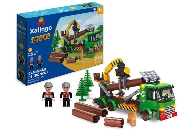 Blocos Xalingo Fazenda Caminhao de Troncos 274pcs