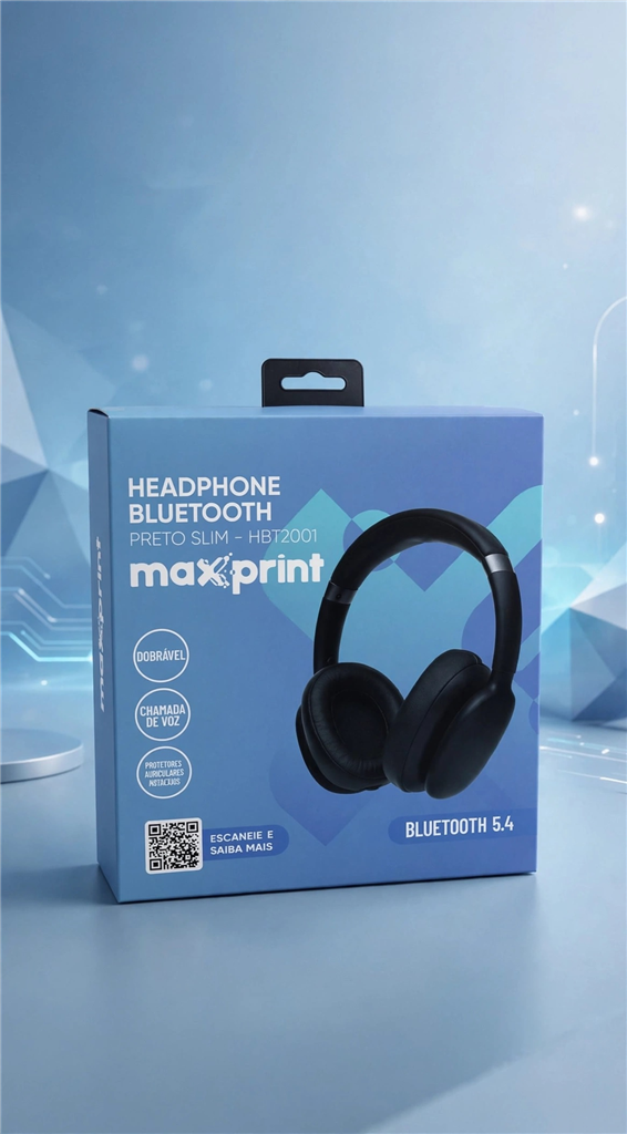 Fone Headphone Bluetooth Preto Slim Maxprint 65000013